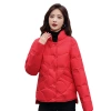The 2022 new product Xiangyun embossed down cotton-padded jacket for women is a short, fashionable stand-up collar lightweight cotton-padded jacket for women Item Picture